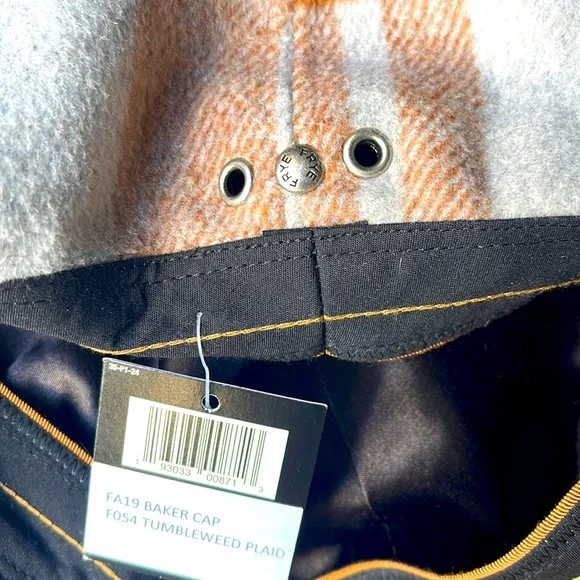 Frye-Orange Plaid Wool-Blend Baker Cap- Tumbleweed Plaid Frye-Orange Plaid Wool-Blend Baker Cap- Tumbleweed Plaid main image 3